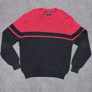 Vintage Roundtree & Yorke Color Block Sweater Men’s L Black Red Crewneck 90s